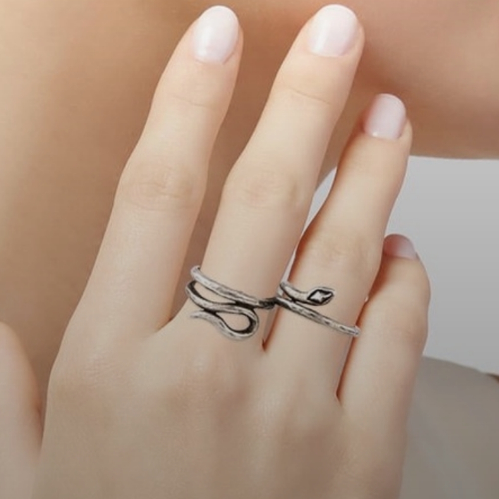 House of Harlow Double Snake Ring in Silver